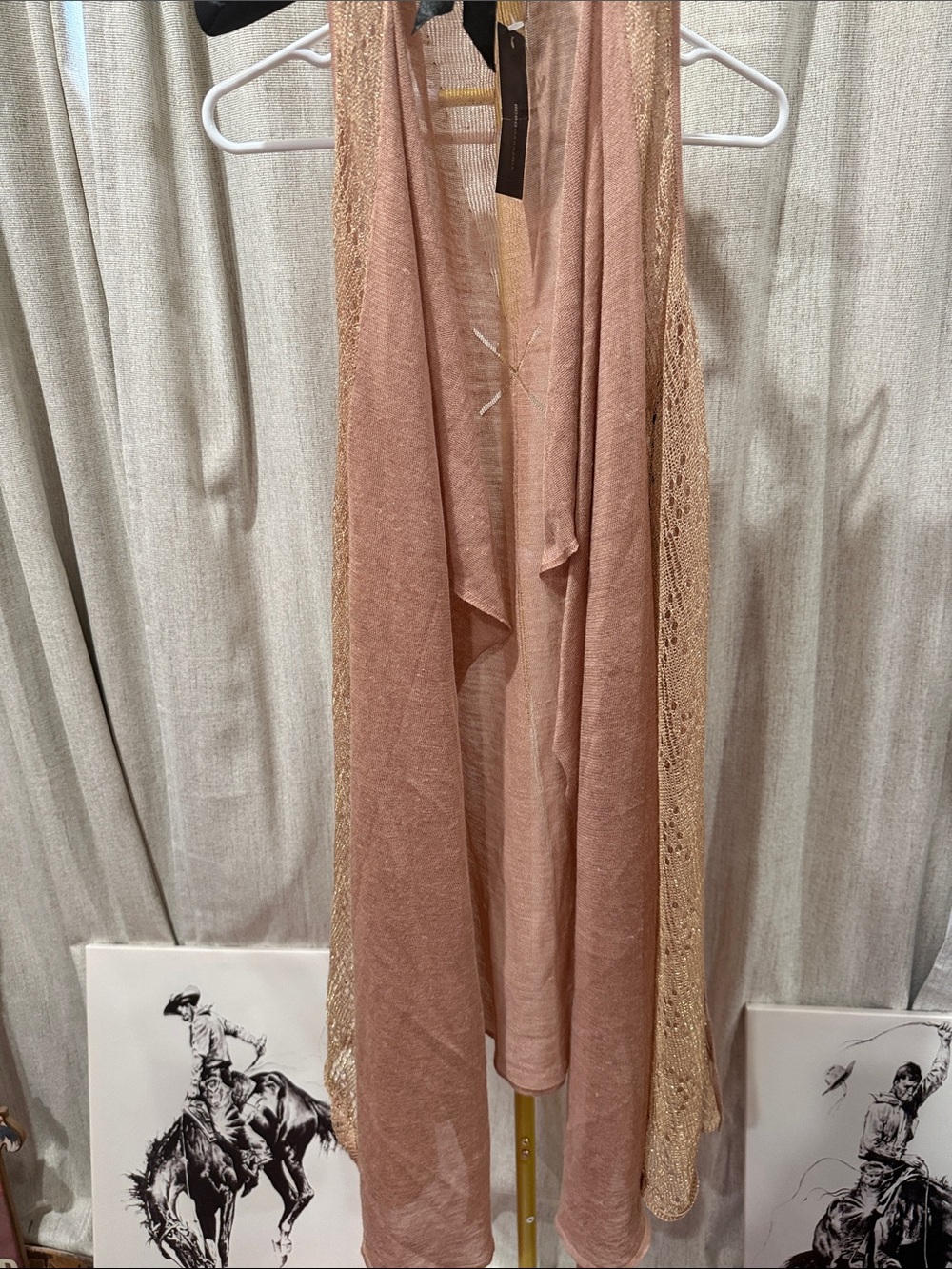 Lightweight Blush Lace-Trim Duster large nwt